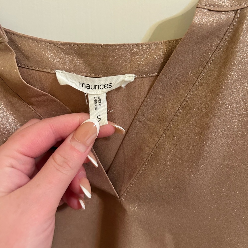 Maurices metallic elegant Women's Tan Blouse - Picture 2 of 4